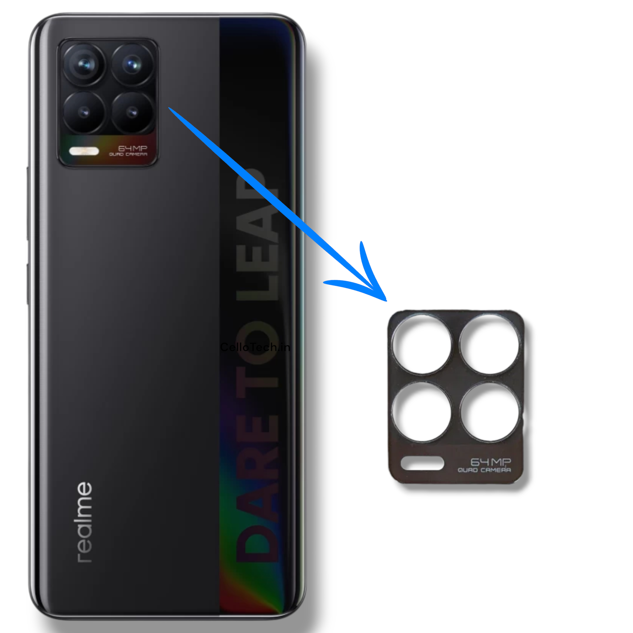 CelloTech OG Camera Glass Frame For Realme 8 Pro Black (Pack Of 1) – Original Replacement