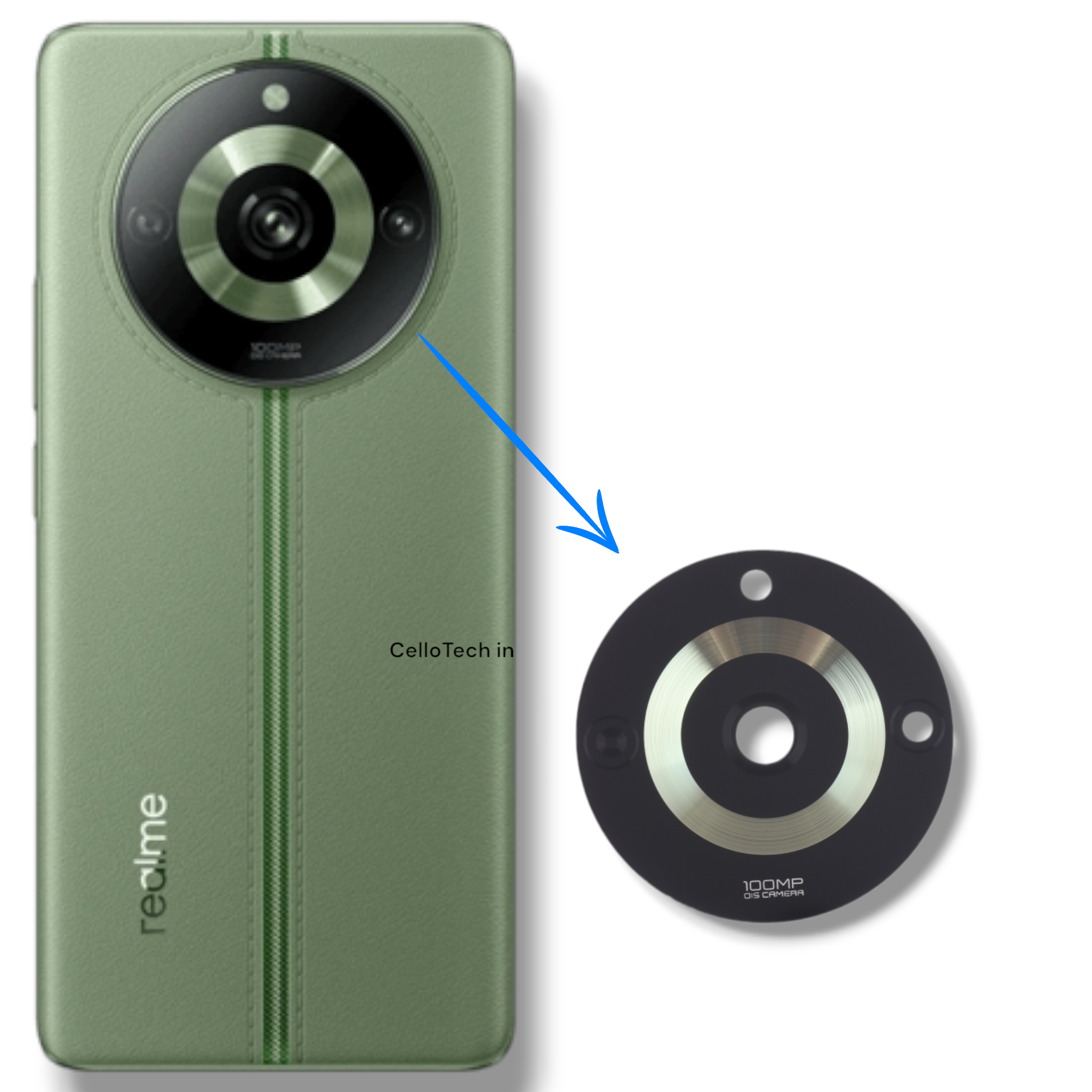 CelloTech OG Camera Glass Lens For Realme 11 Pro 5G Green (Pack Of 1) – Original Replacement