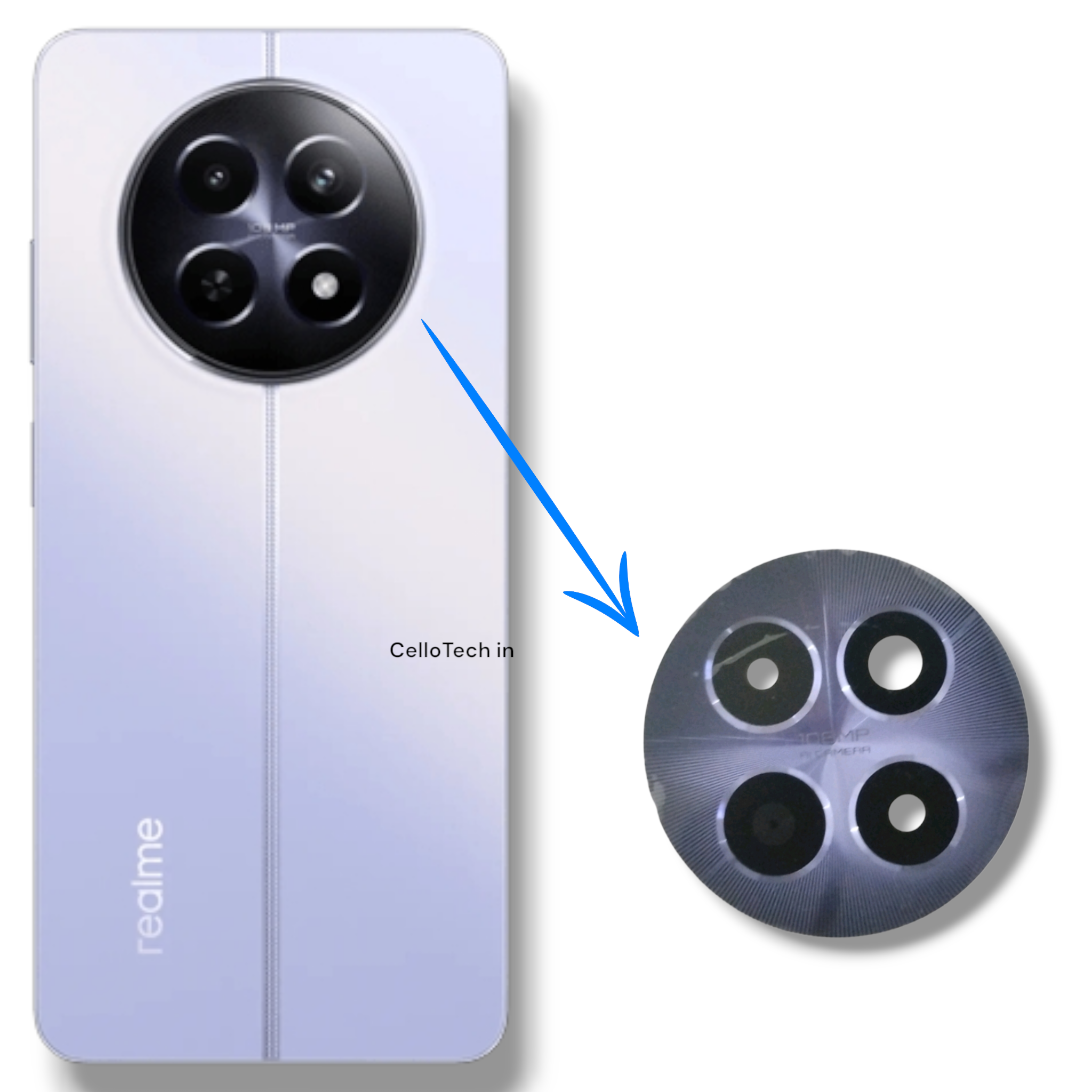 CelloTech OG Camera Glass Lens For Realme 12 5G Purple (Pack Of 1) – Original Replacement