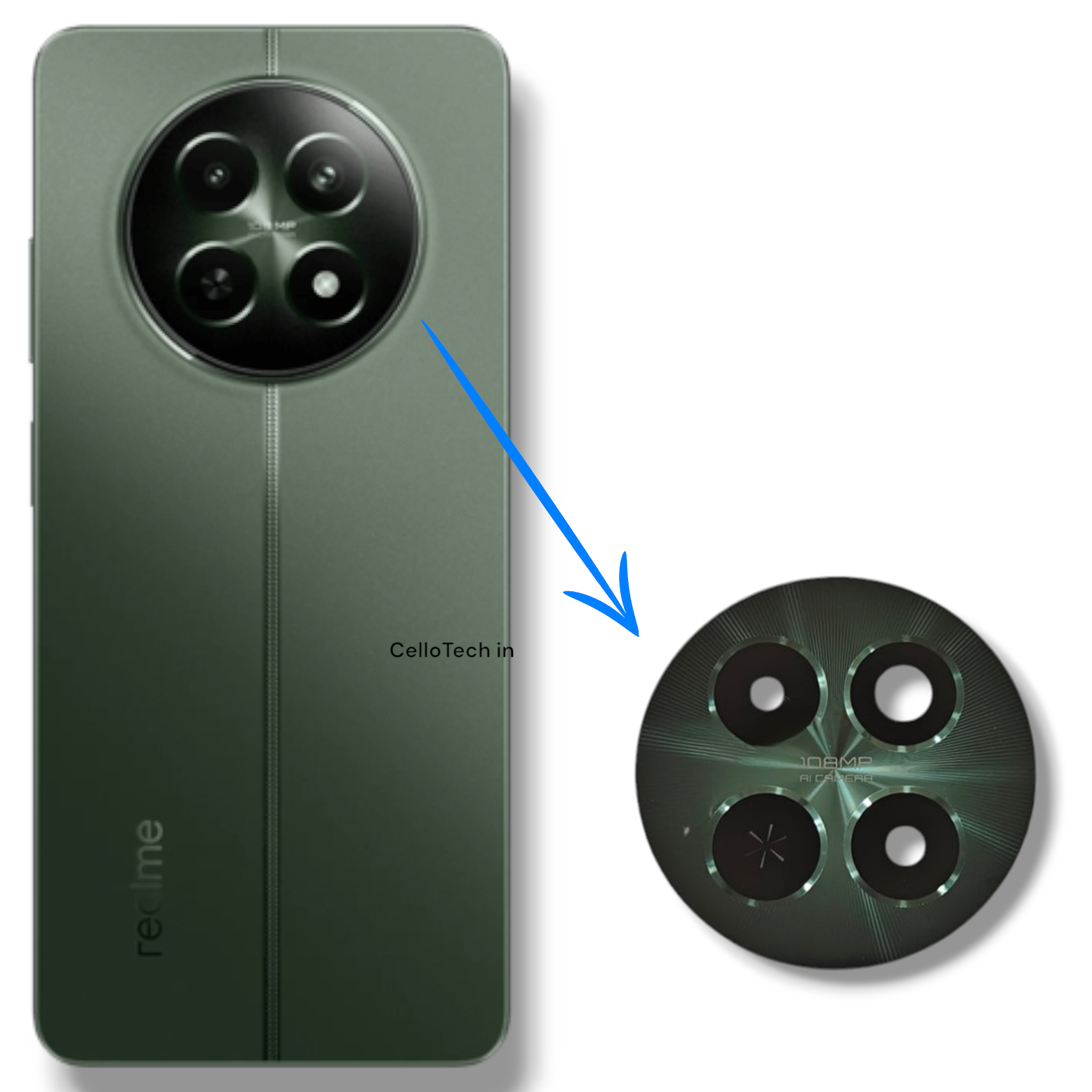 CelloTech OG Camera Glass Lens For Realme 12 5G Green (Pack Of 1) – Original Replacement